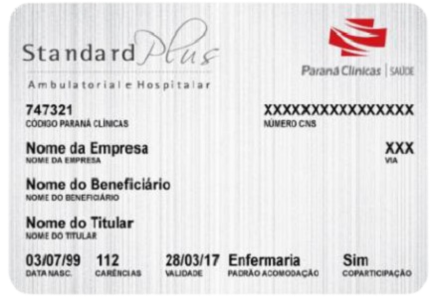 Cartão do Plano Standard Plus